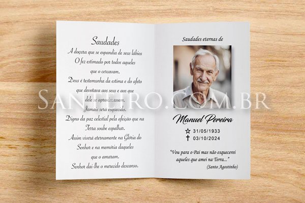 Santinho em formato de livreto